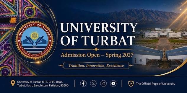 جامعہ تربت سٹی کیمپس شعبہ لاء میں بہار 2027 کے داخلوں کے سلسلے میں خصوصی ایڈمیشن سیل قائم